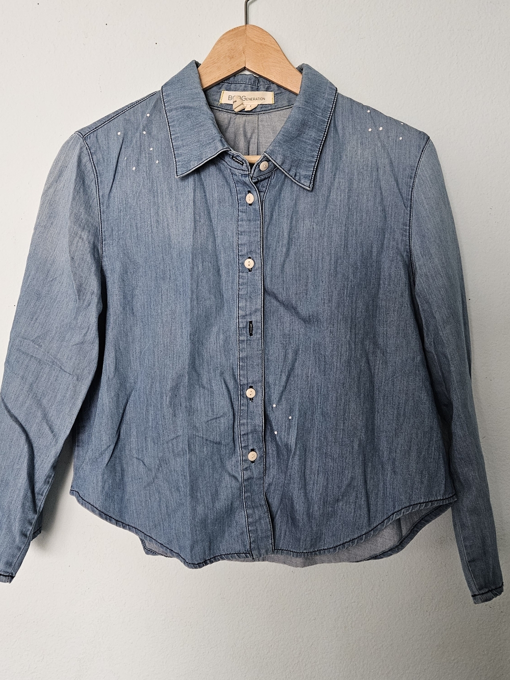 BCBGeneration Light Blue Denim Button-Down Shirt